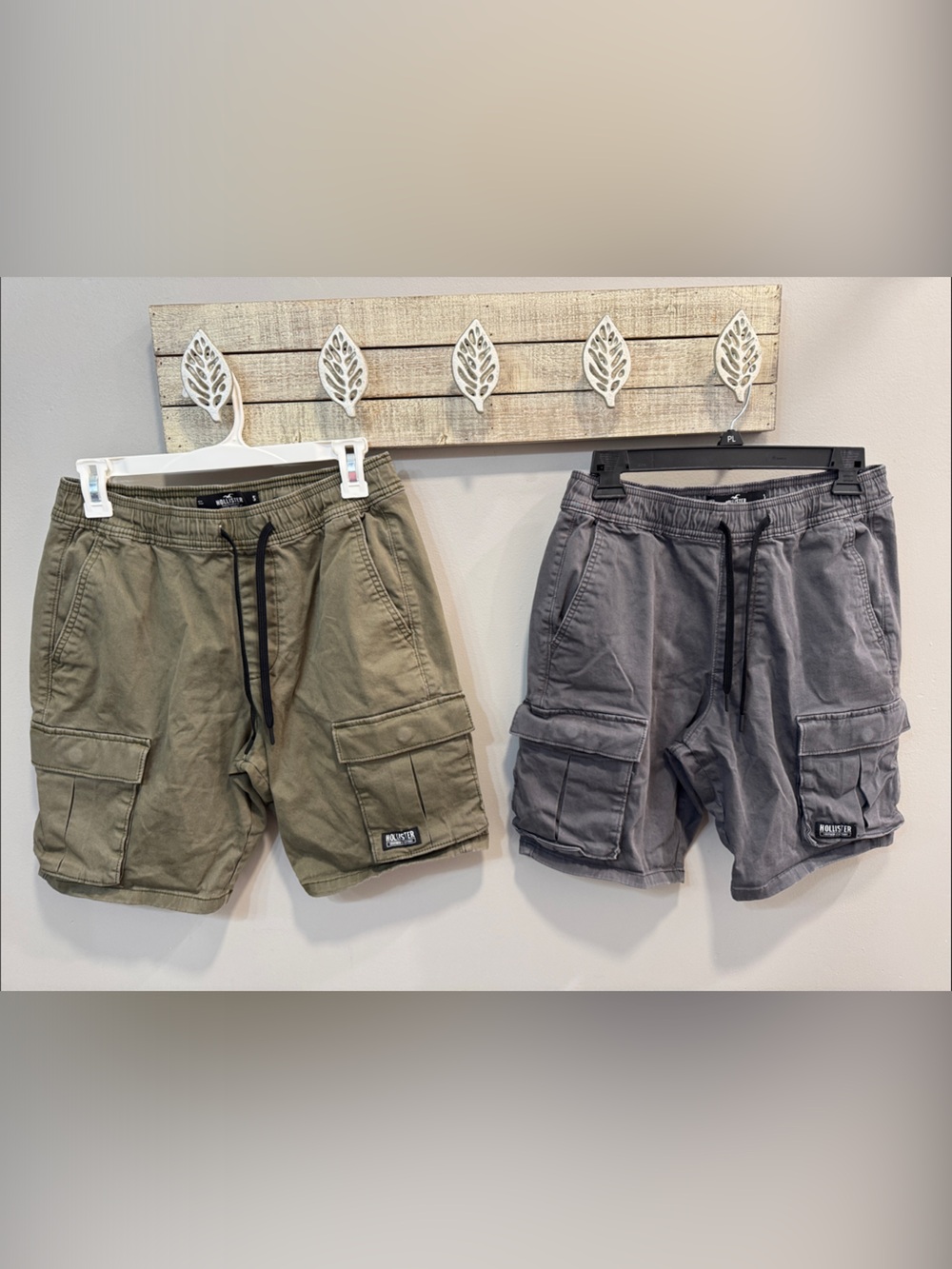 Mens Hollister Cargo Shorts - Olive and Gray set of 2